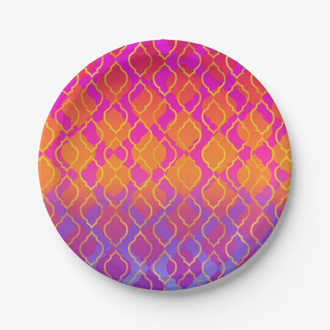 Bright Colours Arabian Moroccan Glam Party Paper Plate (Front)