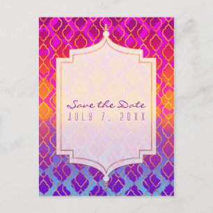 Bright Colours Arabian Moroccan Glam Save the Date Announcement Postcard