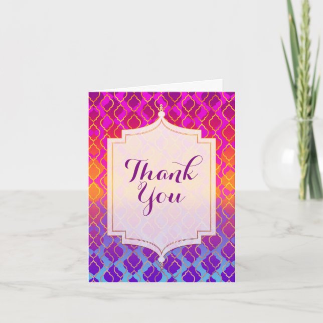 Bright Colours Arabian Moroccan Theme Thank You Card (Front)