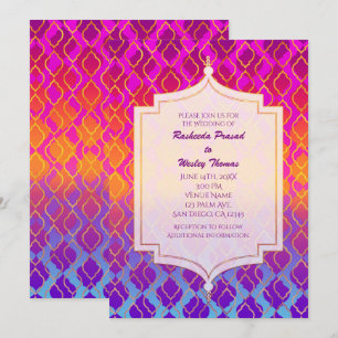 Bright Colours Arabian Moroccan Wedding Invitation