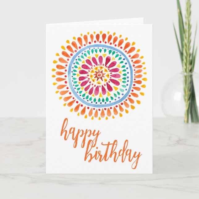Bright Colours Aztec Style Design Birthday Card (Front)