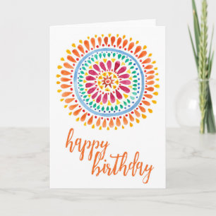 Bright Colours Aztec Style Design Birthday Card