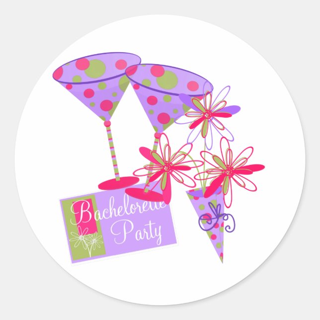 Bright Colours Bachelorette Party Classic Round Sticker (Front)