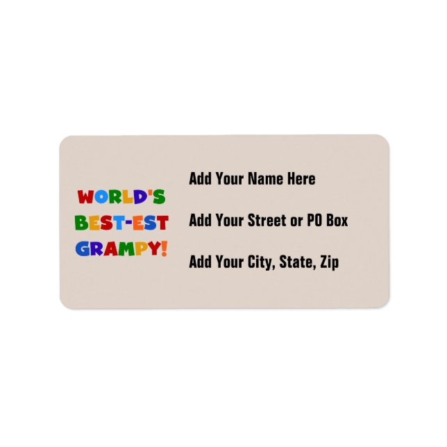 Bright Colours Best-est Grampy T-shirts and Gifts Label (Front)