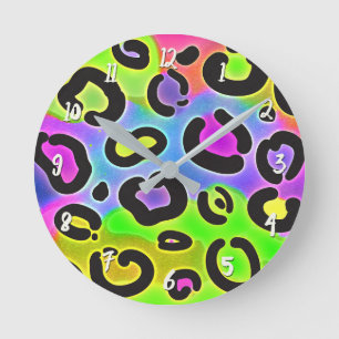 Bright Colours Cheetah Leopard Print Spots Custom Round Clock