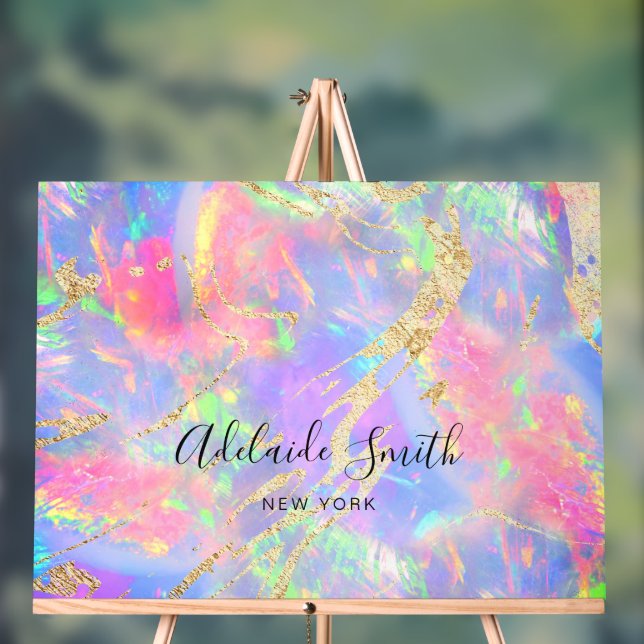 bright colours gemstone opal background acrylic sign (Neutral)