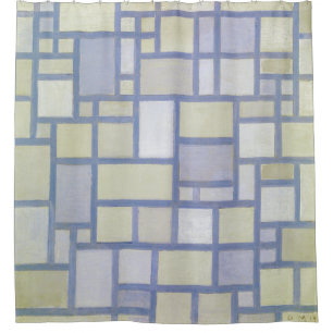 Bright Colours Grey Lines Piet Mondrian Canvas Shower Curtain