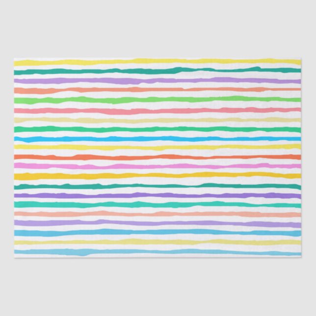 Bright colours hand-drawn stripes pattern tissue paper (Front)