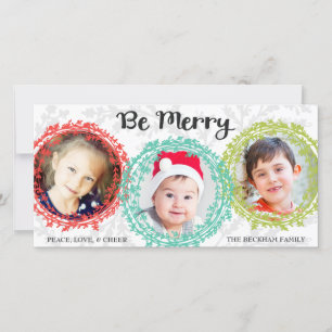 Bright Colours Holiday Photo Card / White