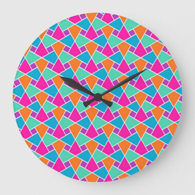 Bright Colours Islamic Pattern Wall Clock (Front)