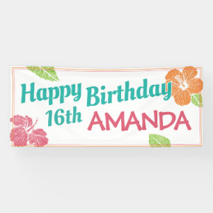 Bright Colours Island Luau Birthday Party Banner