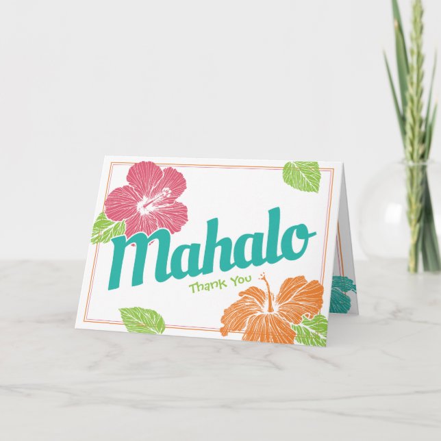 Bright Colours Island Luau Mahalo Thank You Card (Front)