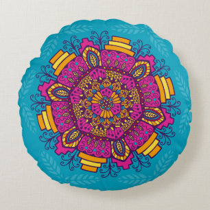 Bright Colours Mandala Round Pillow