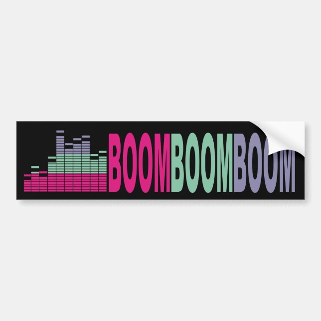 Bright colours music bass sound 80s rock on audio bumper sticker (Front)