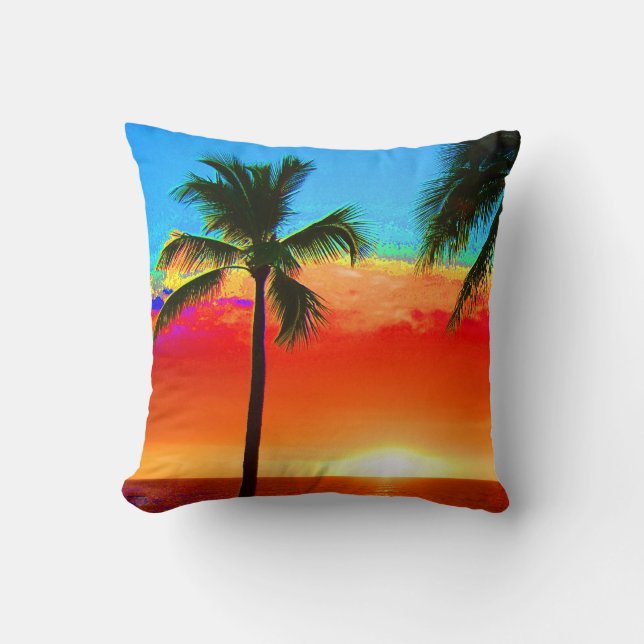 Bright Colours Palm Tree Cushion (Front)