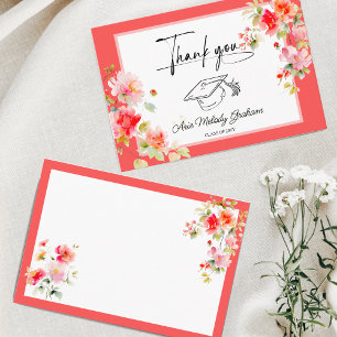 Bright Colours Pink Orange Graduation Thank You Card