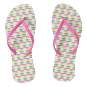 Bright Colours Pink Red Yellow Blue Green Trendy Flip Flops