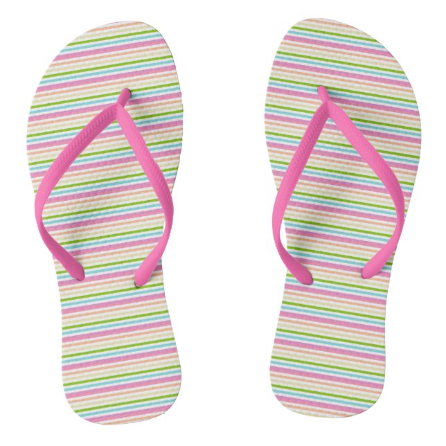 Bright Colours Pink Red Yellow Blue Green Trendy Flip Flops (Footbed)