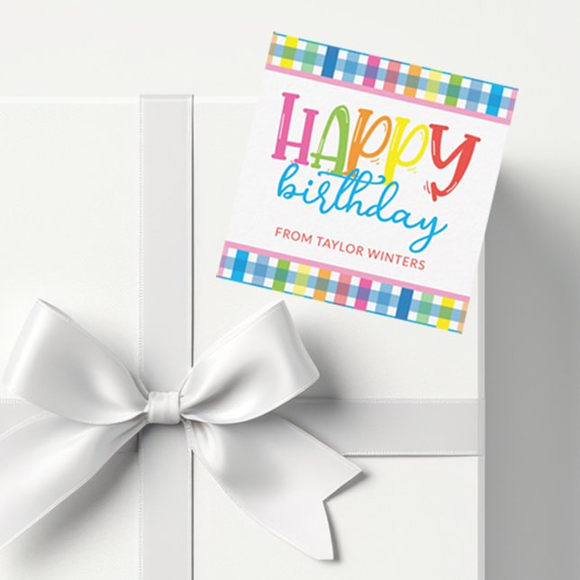 Bright Colours Plaid Happy Birthday Gift Enclosure Card (Creator Uploaded)