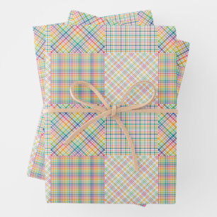 Bright Colours Plaid Madras Wrapping Paper Sheet
