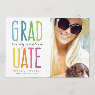 Bright Colours Rainbow Graduation Announcement