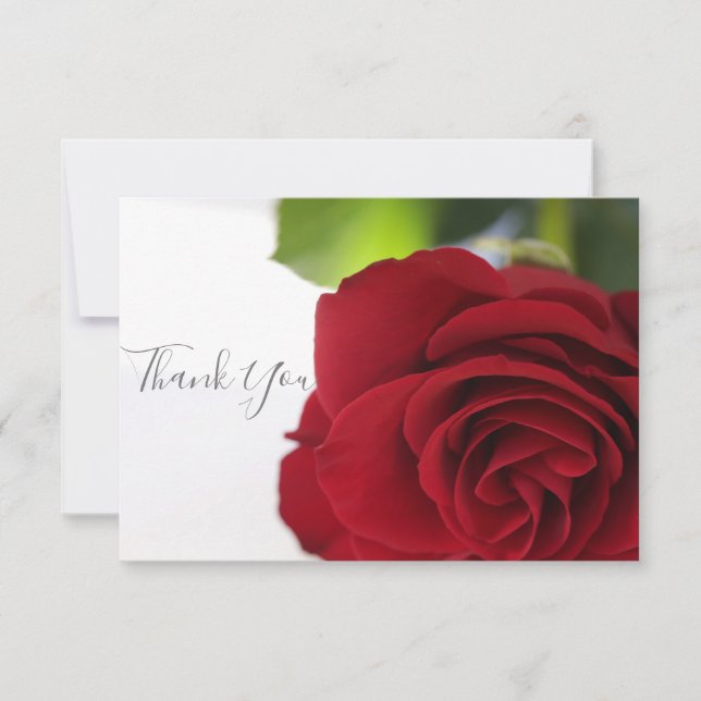Bright Colours Red Rose Thank You Flat Card (Front)