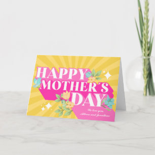 Bright Colours Retro Typography Happy Mothers Day Card