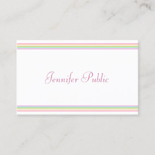 Bright Colours Stripes Template Modern Handwritten Business Card
