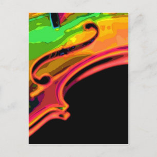 bright colours violin postcard