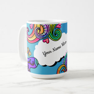 Bright Colours, Whimsical Doodles, Personalizable Coffee Mug