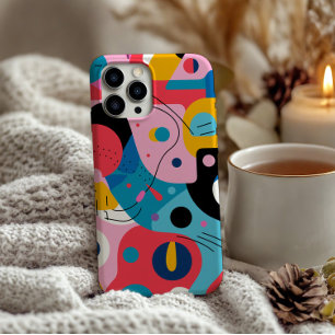 Bright colours whimsical shapes modern geometric iPhone 14 pro case