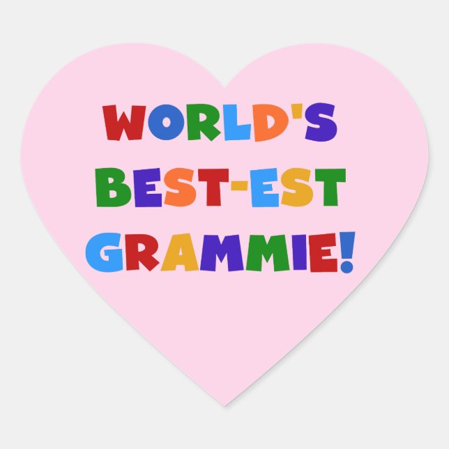 Bright Colours World's Best-est Grammie Gifts Heart Sticker (Front)