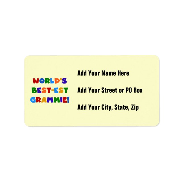 Bright Colours World's Best-est Grammie Gifts Label (Front)