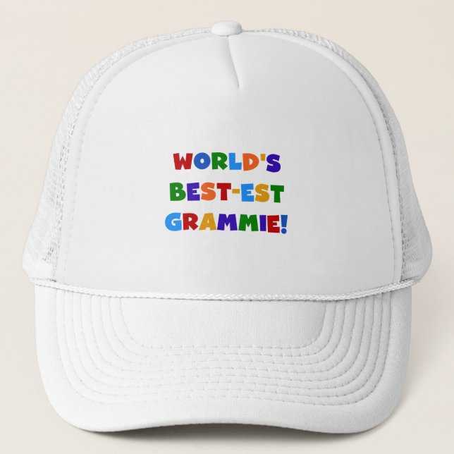 Bright Colours World's Best-est Grammie Gifts Trucker Hat (Front)