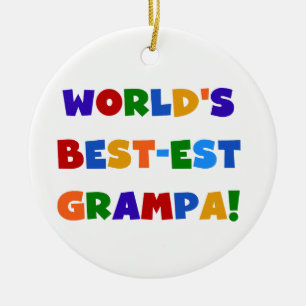 Bright Colours World's Best-est Grampa Gifts Ceramic Tree Decoration