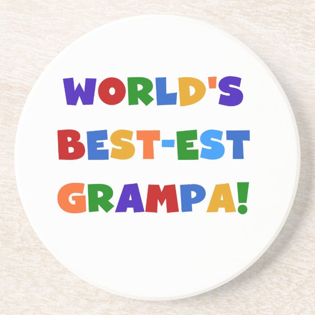 Bright Colours World's Best-est Grampa Gifts Coaster (Front)