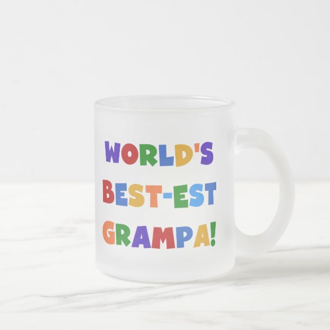 Bright Colours World's Best-est Grampa Gifts Frosted Glass Coffee Mug (Right)