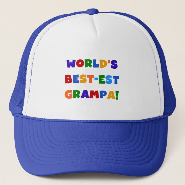 Bright Colours World's Best-est Grampa Gifts Trucker Hat (Front)