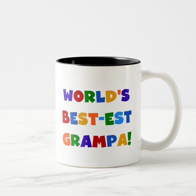 Bright Colours World's Best-est Grampa Gifts Two-Tone Coffee Mug (Right)
