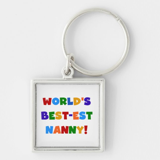 Bright Colours World's Best-est Nanny Gifts Key Ring (Front)