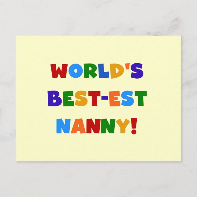 Bright Colours World's Best-est Nanny Gifts Postcard (Front)