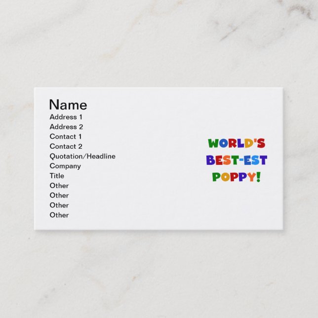 Bright Colours World's Best-est Poppy Gifts Business Card (Front)
