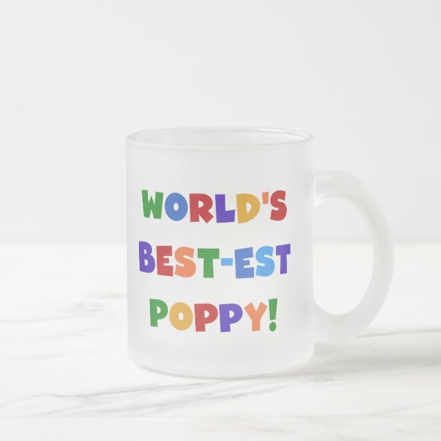 Bright Colours World's Best-est Poppy Gifts Frosted Glass Coffee Mug (Right)