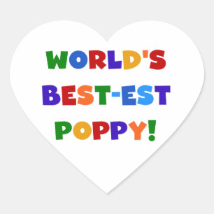 Bright Colours World's Best-est Poppy Gifts Heart Sticker