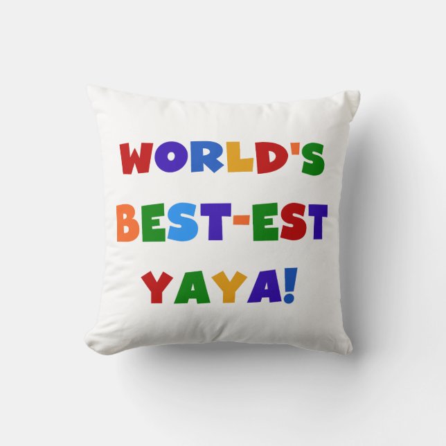 Bright Colours World's Best-est Yaya Gifts Cushion (Front)