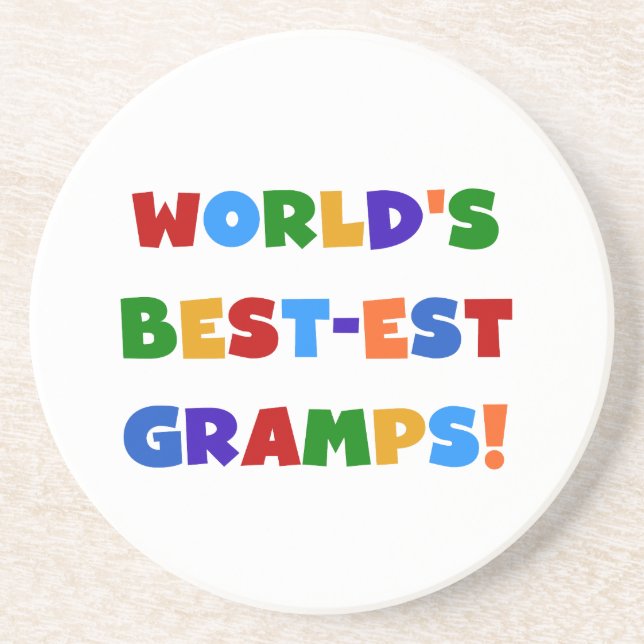 Bright Colours World's Best Gramps Gifts Coaster (Front)