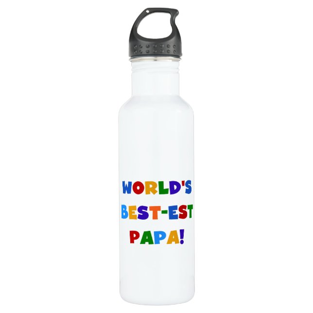Bright Colours World's Best Papa Tshirts and 710 Ml Water Bottle (Front)