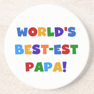 Bright Colours World's Best Papa Tshirts and Gifts Coaster