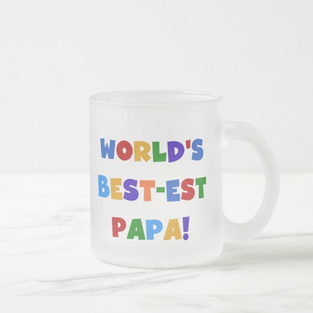Bright Colours World's Best Papa Tshirts and Gifts Frosted Glass Coffee Mug (Right)