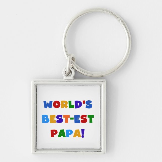 Bright Colours World's Best Papa Tshirts and Gifts Key Ring (Front)